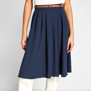 Modcloth Navy Breathtaking Tiger Lilies Midi Skirt